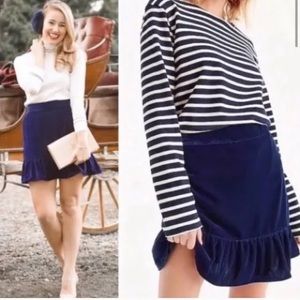 EUC J Crew Peplum Velvet Ruffled Mini Skirt